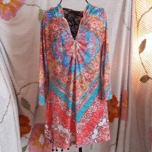 Boho Chic Long Pullover Jacket w/ Hood